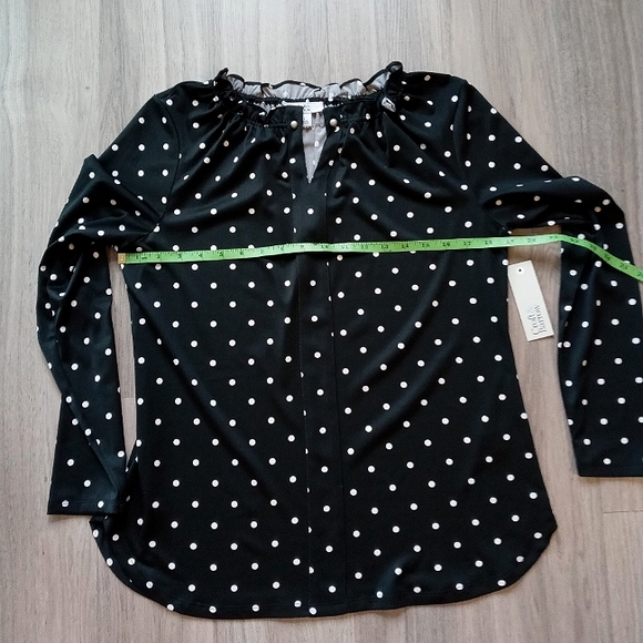 Croft & Barrow Polka Dot & Chain Tunic w/Ruffled Collar Sz Small NWT - Picture 4 of 9